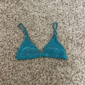 Sparkle Teal Triangl Bikini Top Size XS!
